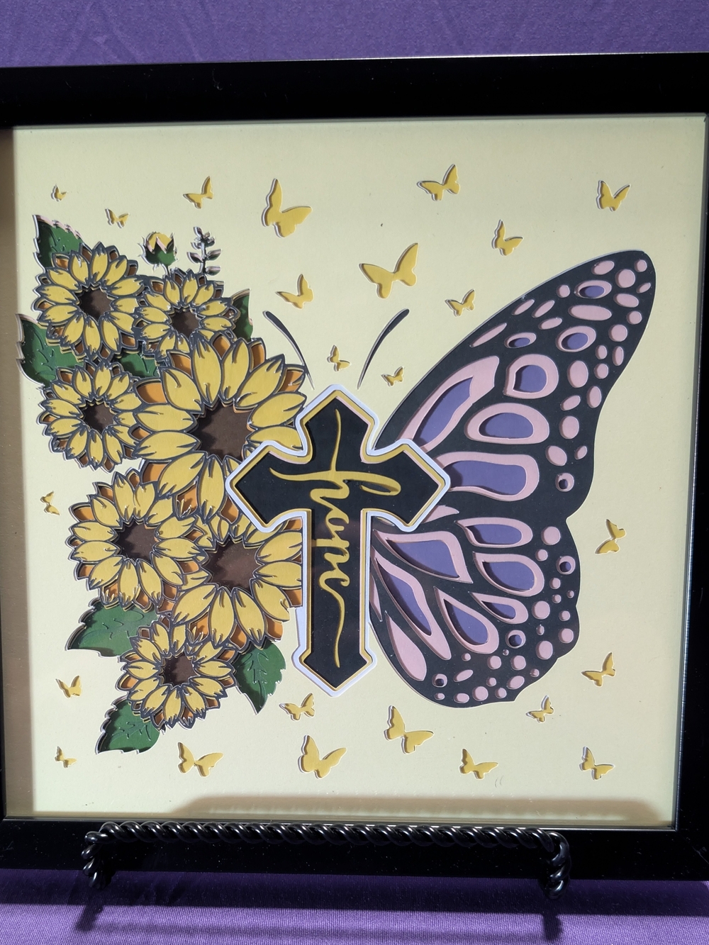 Sunflower & Purple Butterfly Hope Papercraft Wall Art